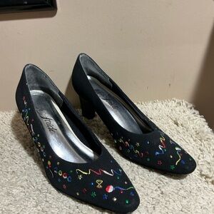 Vintage Y2K 2000 Embroidered Millennium Lifestride Festive Party Heels